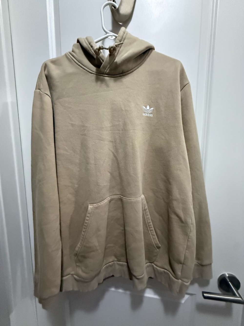 adidas Beige Trefoil Pullover Hoodie